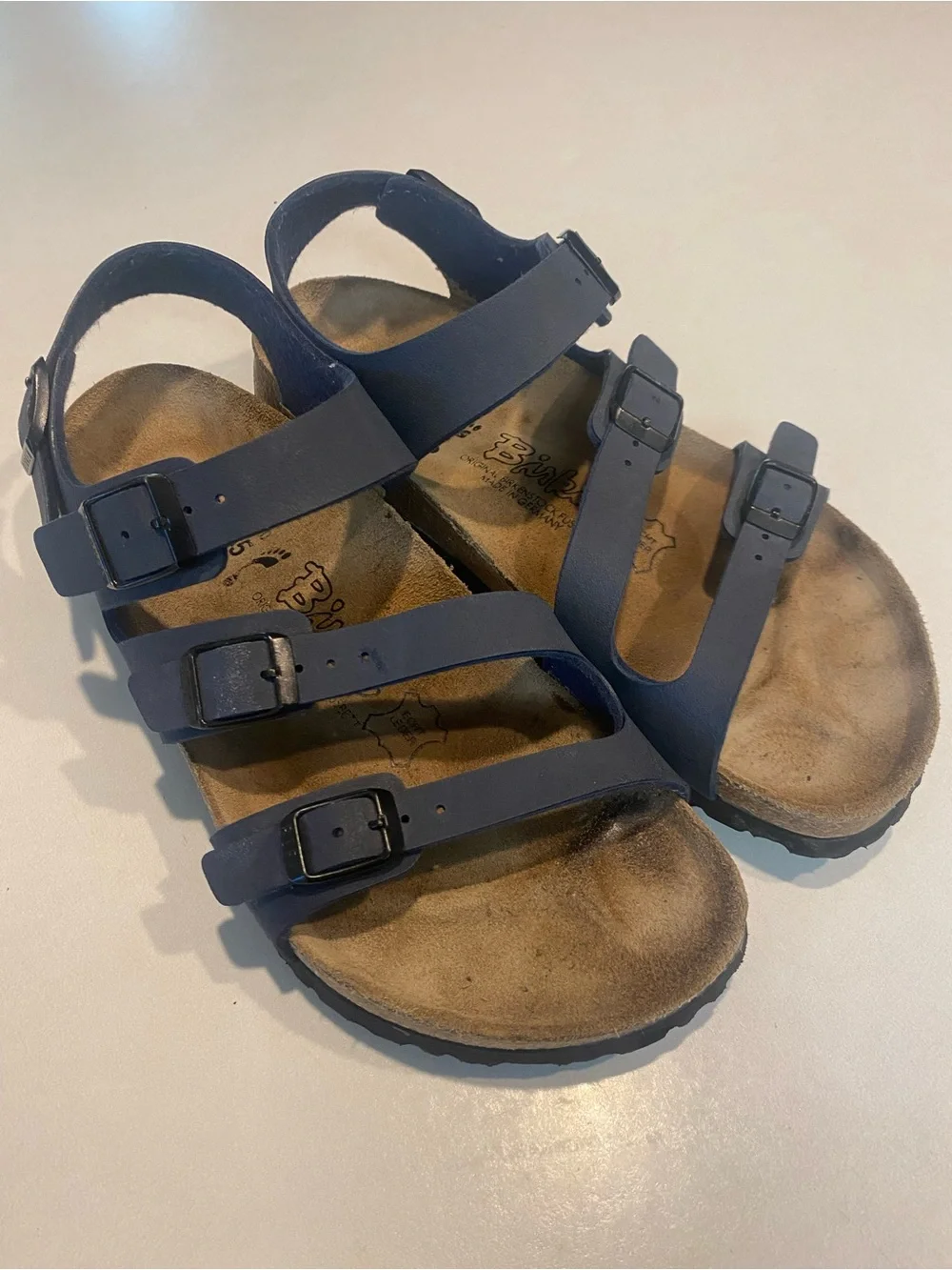 BIRKENSTOCK BIRKI’S ELLICE SLINGBACK SANDAL THREE STRAP BUCKLE NAVY SZ 38